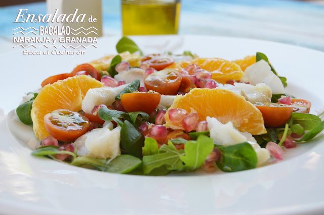 Ensalada de bacalao, naranja y granada.Saca el Cucharón2