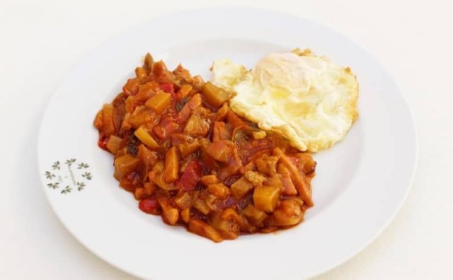 Salteado de verduras con panceta