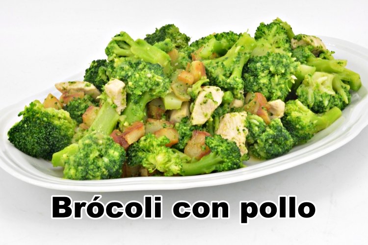 Brócoli con pollo y patatas, alimentación sana con todo el sabor