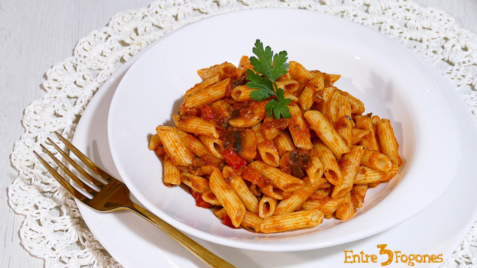 Macarrones con Verduras y Champiñones