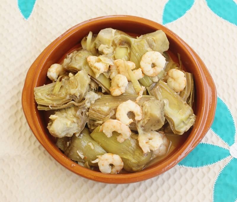 Alcachofas-al-limon-con-gambas